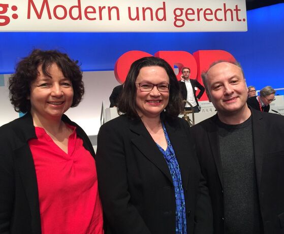 Ruth Müller, MdL; Andrea Nahles, MdB; Harald Unfried